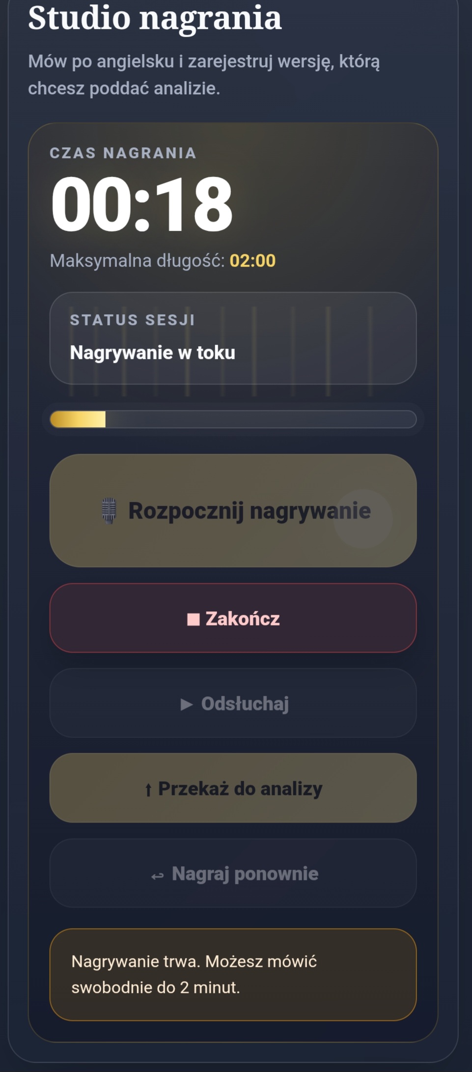 Nagrywanie wypowiedzi w symulatorze tłumaczeń